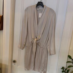 Amanda Uprichard Champagne Silk Tie Mini Dress